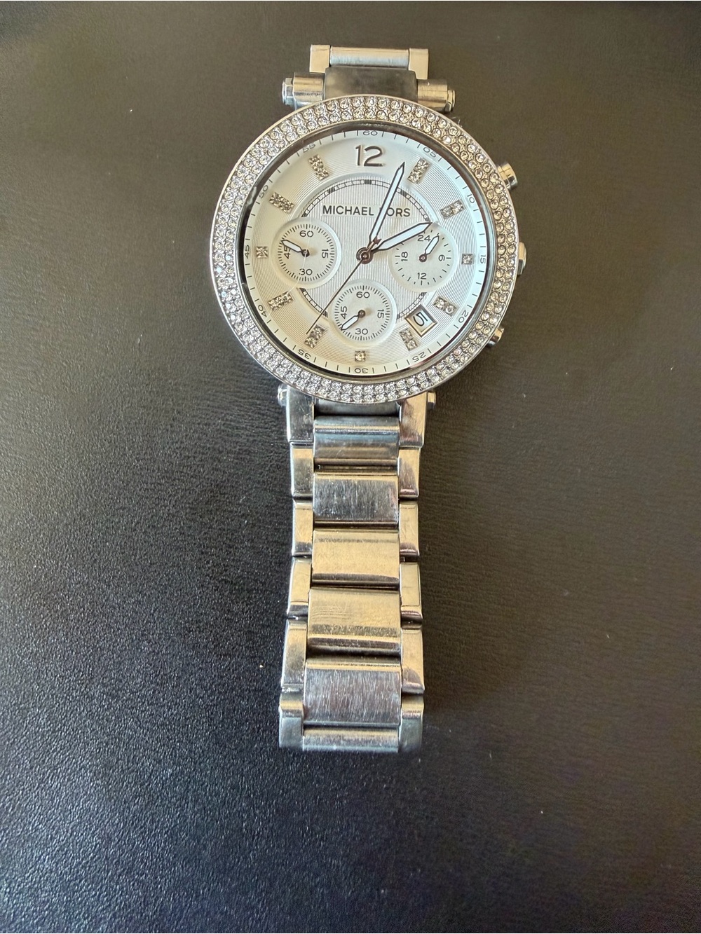 Michael Kors Silver Crystal-Accented Bracelet Watch-Women’s